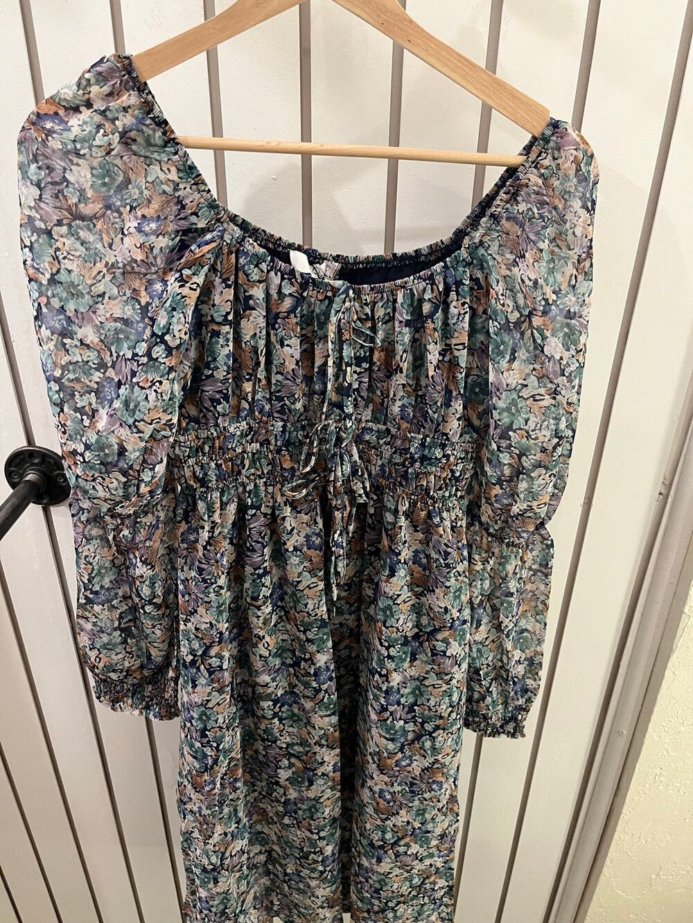 Neon Blush Long Sleeve Floral Dress Size S
